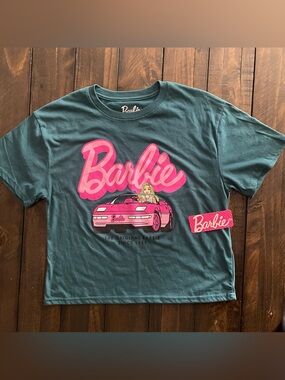 Barbie Teal Short Sleeve Tee with Pink Logo & Car Graphic size M